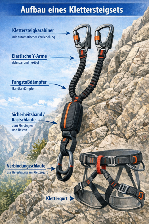 Aufbau eines Klettersteigsets